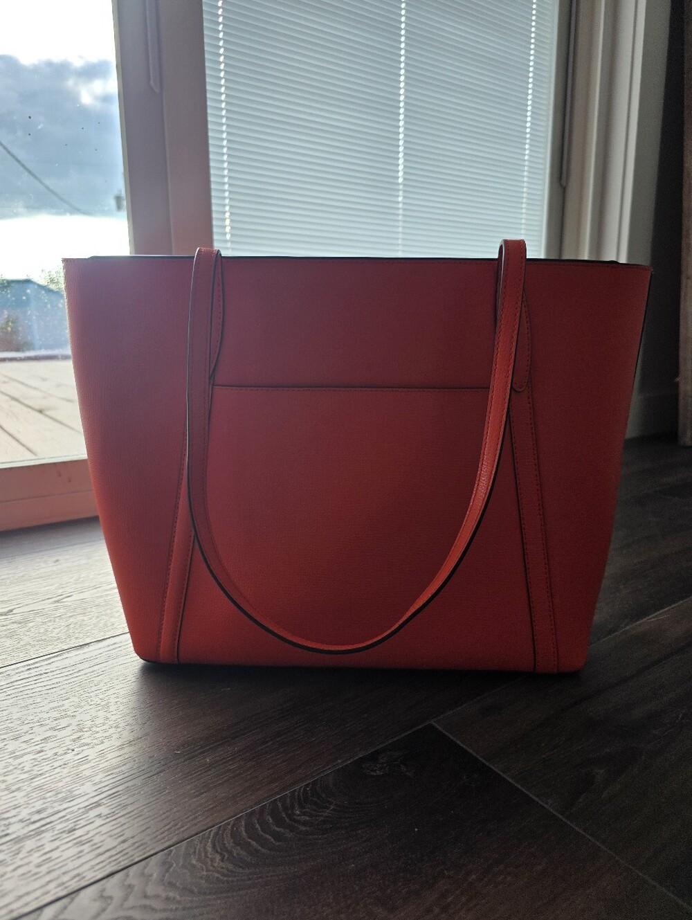 kate spade Bright Orange Pebbled Leather Tote with Shoulder Straps - Picture 3 of 12